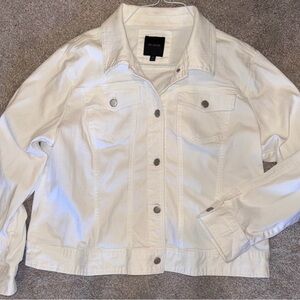 White Denim Jacket Women’s XXL Button Front Trucker Jacket Casual Layer